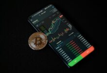 a bitcoin sitting on top of a smart phone